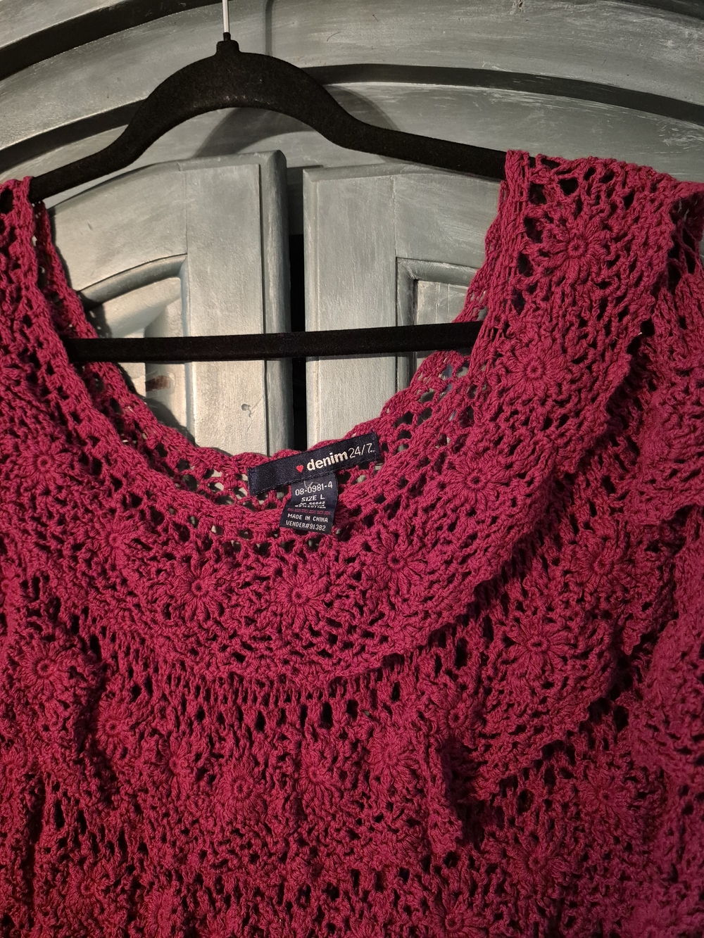 Denim 24/7 Raspberry Crochet Ruffle Tunic - Picture 2 of 12